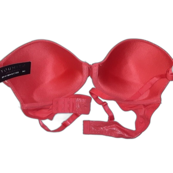 Youmita Red Shimmery 34C Plunge Bra & Medium Hipster NWT - Picture 5 of 8